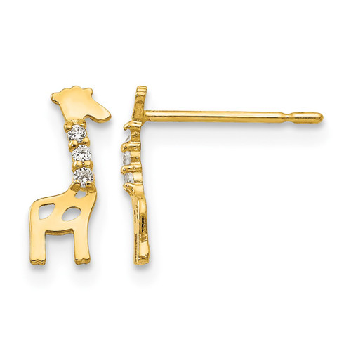 14K Yellow Gold Madi K Cubic Zirconia Giraffe Stud Earrings, 9 mm
