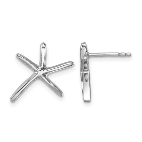 Sterling Silver Rhodium-Plated Polished Starfish Stud Earrings, 12.4 mm