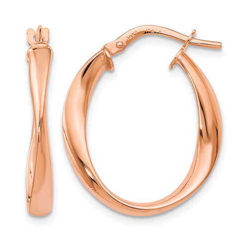 14K Yellow Gold with Rose Gold-Tone Polished Hoop Earrings, 25 mm