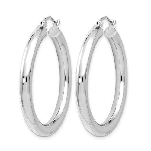Rhodium-Plated 14K White Gold Hollow Polished Lightweight Hoop Earrings, 35 mm - View 2
