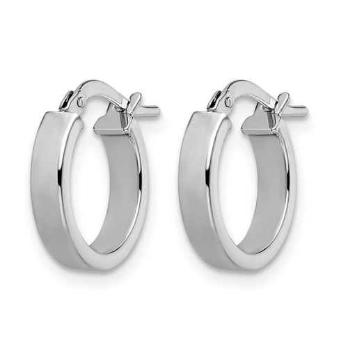 Rhodium-Plated 14K Yellow Gold Hollow with White Rhodium Plating Polished Hoop Earrings, 15 mm - View 2