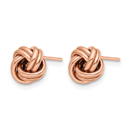 14K Yellow Gold Hollow with Rose Gold Plating Polished Love Knot Stud Earrings, 9 mm - View 2