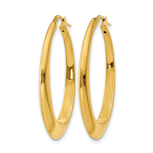 14K Yellow Gold Hollow Polished Hoop Earrings, 54 mm - View 2