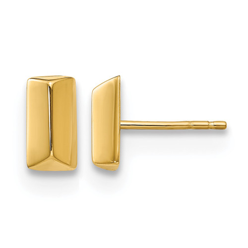 Rhodium-Plated 14K Yellow Gold Hollow Polished Fancy Stud Earrings, 8.6 mm