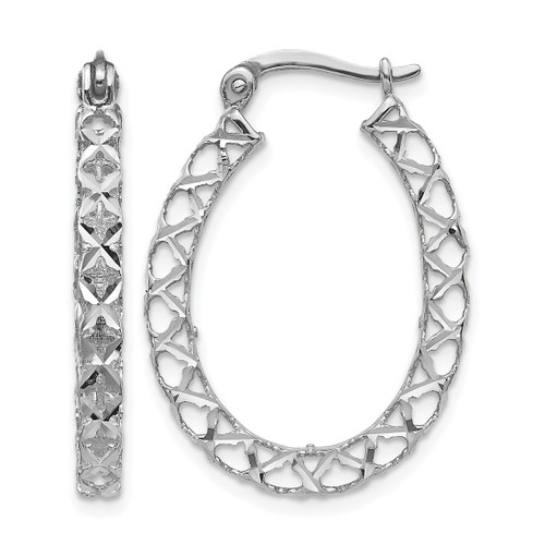 Rhodium-Plated 14K White Gold Polished Diamond-Cut Hollow Hoop Earrings, 27 mm