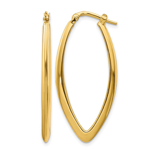 14K Yellow Gold Hollow Polished Fancy Hoop Earrings, 40 mm