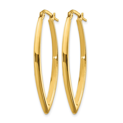 14K Yellow Gold Hollow Polished Fancy Hoop Earrings, 40 mm - View 2