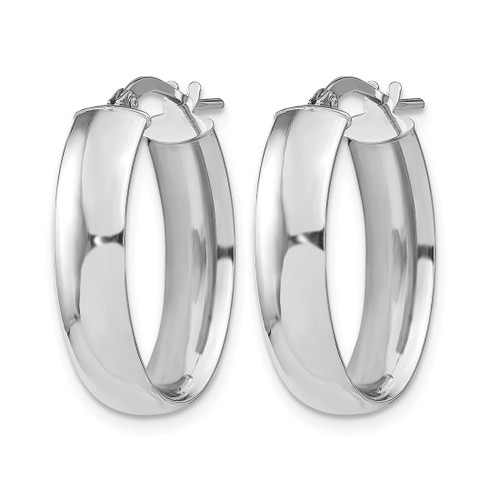 Rhodium-Plated 14K Yellow Gold Hollow with White Rhodium Plating 6 mm Polished Oval Hoop Earrings, 20 mm Long - View 2