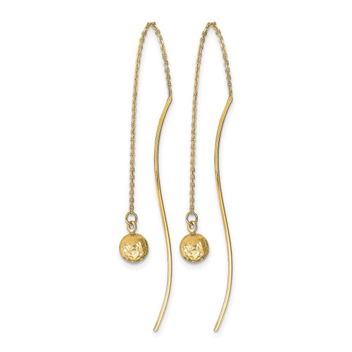 14K Yellow Gold Polished Diamond-Cut Threader Drop Earrings, 54.33 mm - View 2