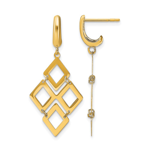 14K Yellow Gold Polished Post Dangle Earrings, 35.28 mm