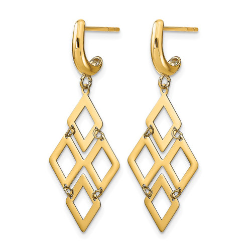 14K Yellow Gold Polished Post Dangle Earrings, 35.28 mm - View 2