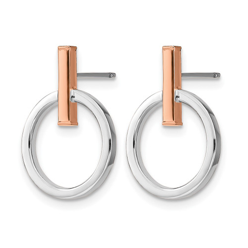 14K Yellow Gold with White Rhodium and Rose Gold-Plating Polished Post Dangle Earrings, 19.92 mm - View 2