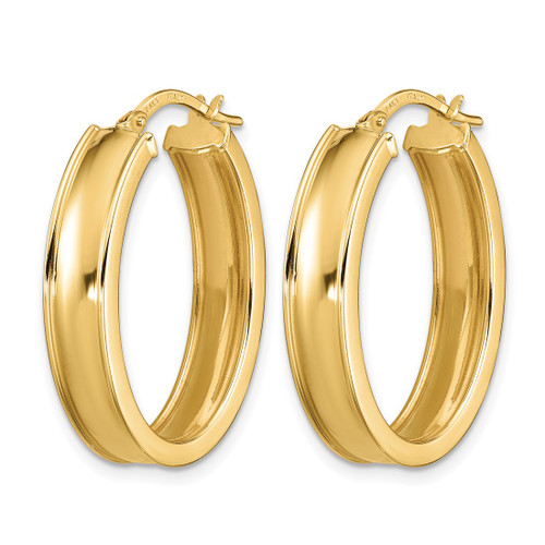 14K Yellow Gold Polished Oval Hoop Earrings, 28 mm - View 2