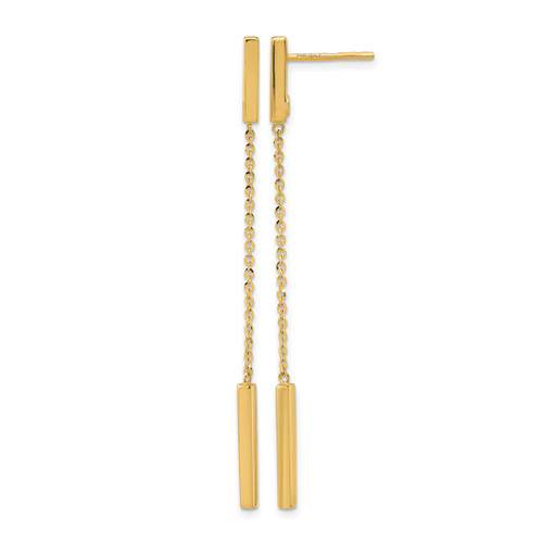 14K Yellow Gold Polished Post Dangle Earrings, 61 mm