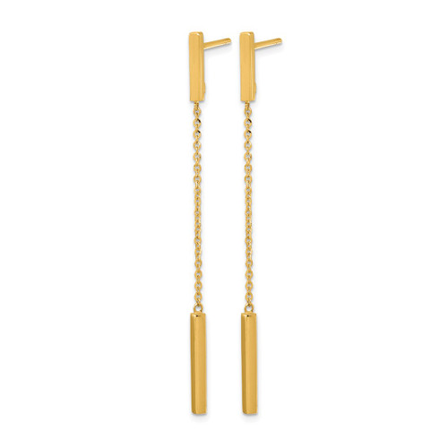 14K Yellow Gold Polished Post Dangle Earrings, 61 mm - View 2