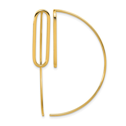 14K Yellow Gold Hollow Polished Threader Drop Earrings, 45.5 mm