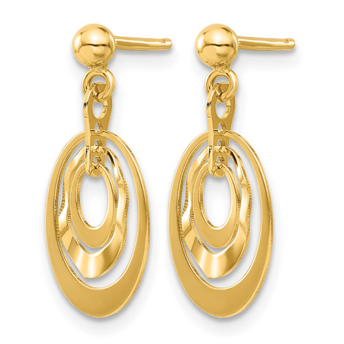 14K Yellow Gold Polished Ovals Post Dangle Earrings, 20.4 mm - View 2