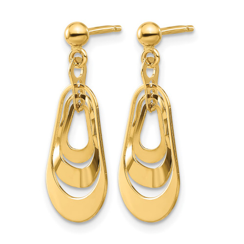 14K Yellow Gold Polished Post Dangle Earrings, 22 mm - View 2