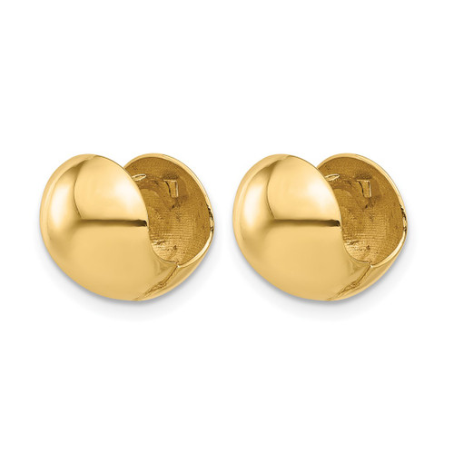 14K Yellow Gold Polished Round Huggie Hoop Earrings, 11 mm - View 2