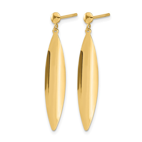 14K Yellow Gold Polished Post Dangle Earrings, 36 mm, 6.36 mm Wide - View 2