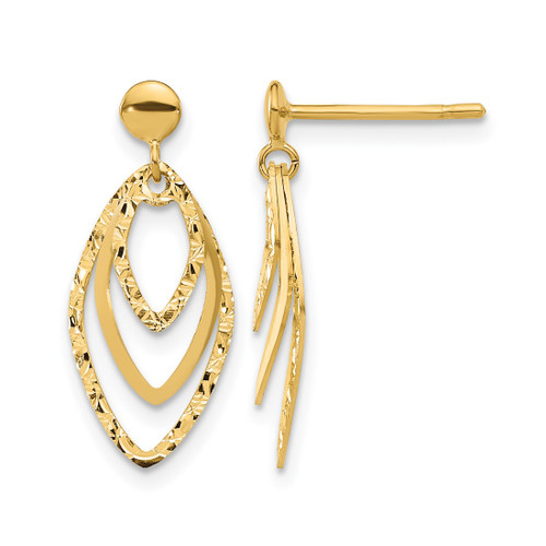 14K Yellow Gold Polished Post Dangle Earrings, 21.45 mm
