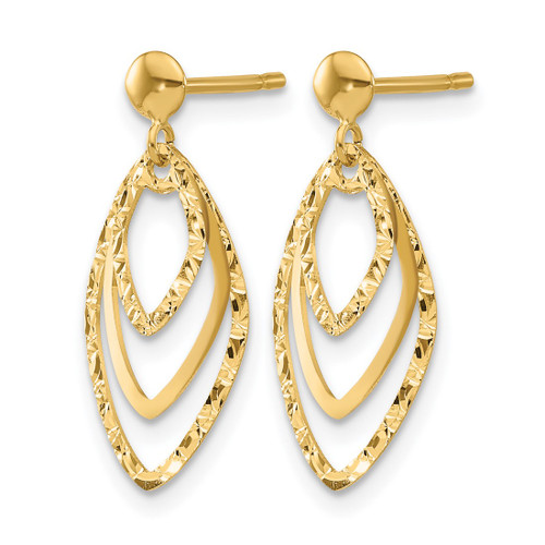 14K Yellow Gold Polished Post Dangle Earrings, 21.45 mm - View 2