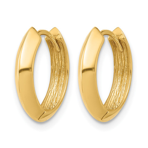 14K Yellow Gold Polished Hinged Huggie Hoop Earrings, 14.18 mm - View 2