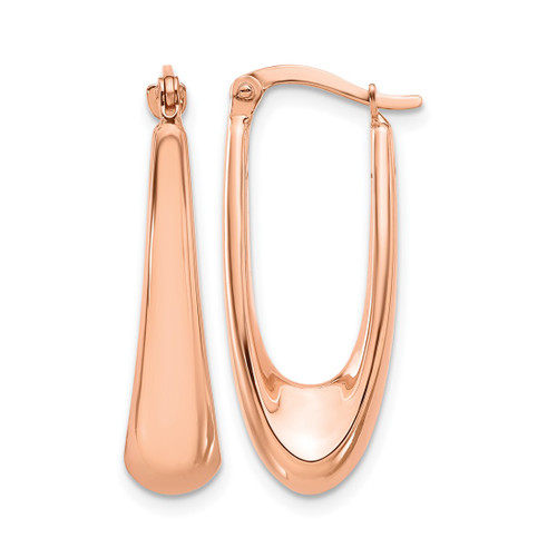 14K Rose Gold Hollow Polished Hoop Earrings, 26.75 mm
