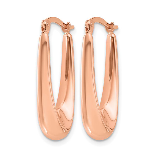 14K Rose Gold Hollow Polished Hoop Earrings, 26.75 mm - View 2