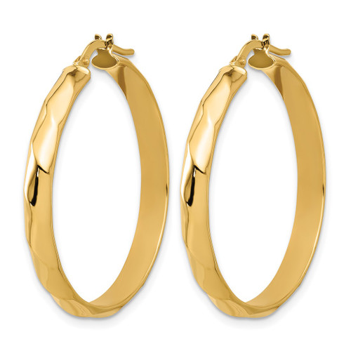 14K Yellow Gold Polished Twisted Round Hoop Earrings, 36 mm - View 2