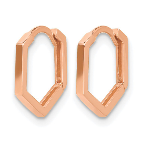 14K Rose Gold Polished Geometric Hoop Earrings, 12.5 mm - View 2