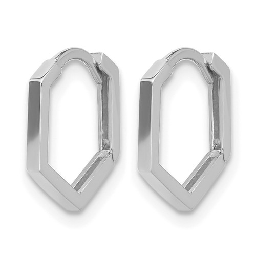 Rhodium-Plated 14K White Gold Polished Geometric Hoop Earrings, 12.5 mm - View 2