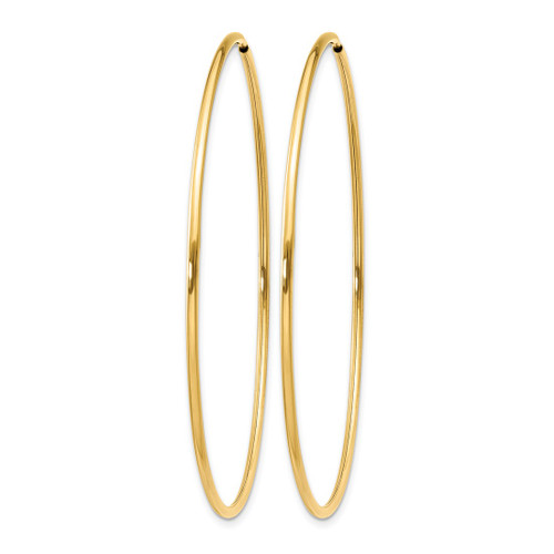 14K Yellow Gold 1.20 mm Endless Hoop Earrings, 55 mm Long - View 2