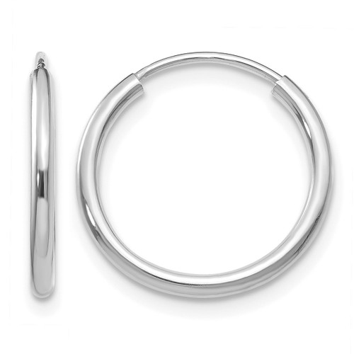 Rhodium-Plated 14K White Gold 1.50 mm Polished Endless Hoop Earrings, 16 mm Long