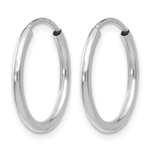 Rhodium-Plated 14K White Gold 1.50 mm Polished Endless Hoop Earrings, 16 mm Long - View 2