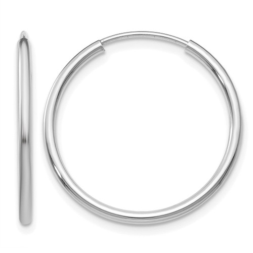Rhodium-Plated 14K White Gold 1.50 mm Polished Endless Hoop Earrings, 20 mm Long