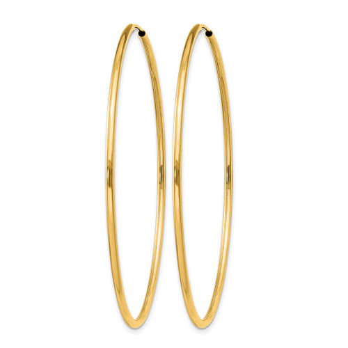 14K Yellow Gold 1.50 mm Polished Round Endless Hoop Earrings - View 2