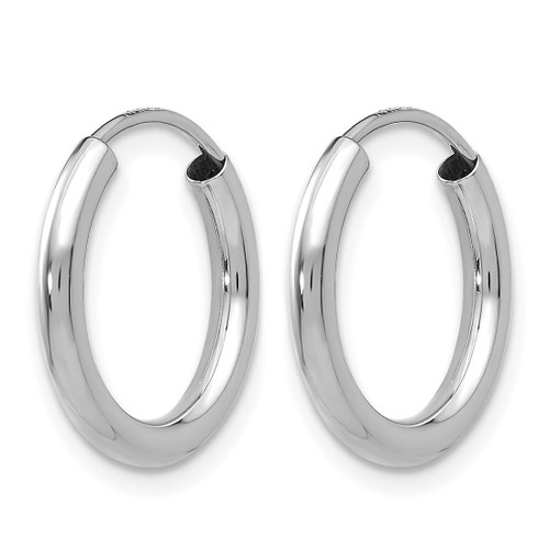 Rhodium-Plated 14K White Gold Polished Endless 2 mm Hoop Earrings, 15 mm Long - View 2