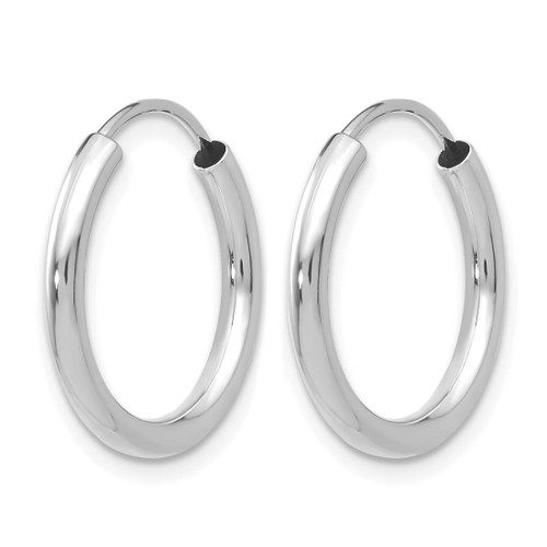 Rhodium-Plated 14K White Gold Polished Endless 2 mm Hoop Earrings, 17 mm Long - View 2