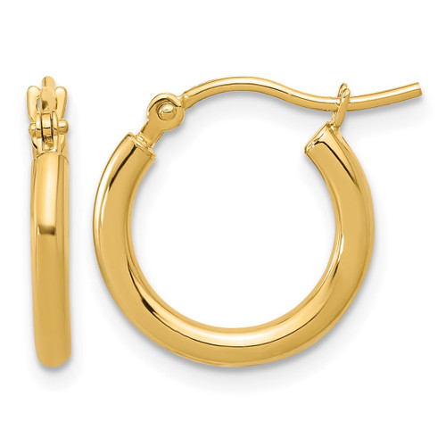 14K Yellow Gold Polished 2 x 15 mm Polished Hoop Earrings
