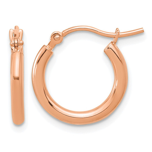 14K Rose Gold Polished 2 x 15 mm Polished Hoop Earrings