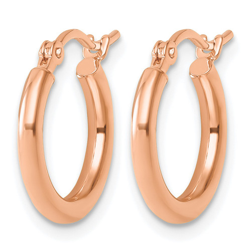 14K Rose Gold Polished 2 x 15 mm Polished Hoop Earrings - View 2
