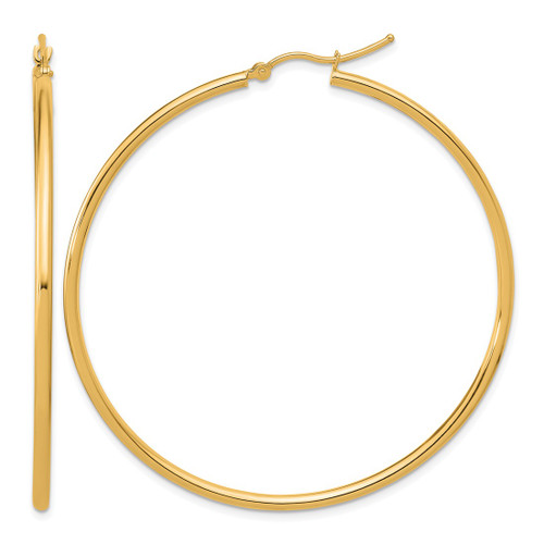 14K Yellow Gold Polished 2 x 55 mm Polished Hoop Earrings