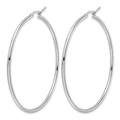 Rhodium-Plated 14K White Gold Polished 2 x 55 mm Polished Hoop Earrings - View 2