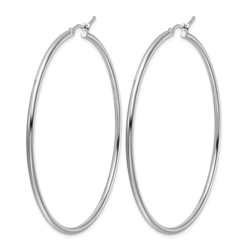 Rhodium-Plated 14K White Gold Polished 2 x 60 mm Polished Hoop Earrings - View 2