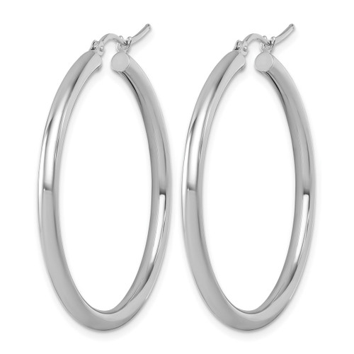 Rhodium-Plated 14K White Gold Polished 3 mm Polished Hoop Earrings, 40 mm Long - View 2