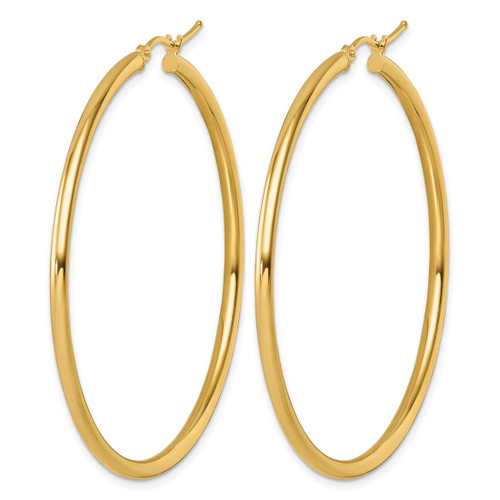 14K Yellow Gold Polished 2.5 mm Polished Hoop Earrings, 55 mm Long - View 2