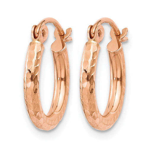 14K Rose Gold Hollow Lightweight Diamond-Cut Hoop Earrings, 13 mm - View 2