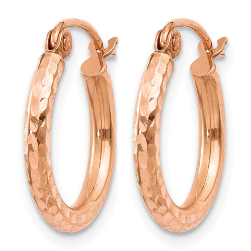 14K Rose Gold Hollow Lightweight Diamond-Cut Hoop Earrings, 15 mm - View 2