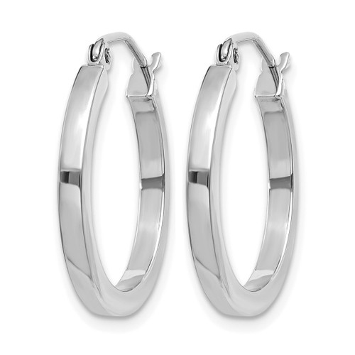 Rhodium-Plated 14K White Gold Hollow 2 mm Square Tube Hoop Earrings, 20 mm Long - View 2